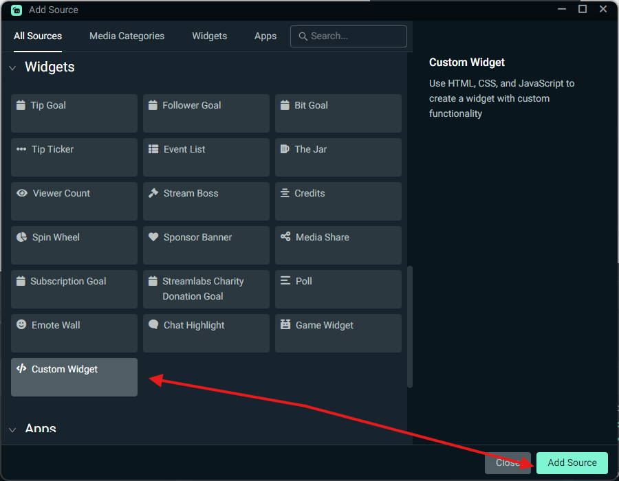 Custom Widget in Streamlabs Desktop
